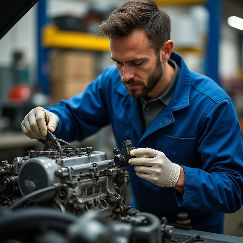 Mechanik pracující na motoru automobilu